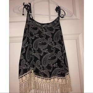 Sheer black & white paisley print blouse